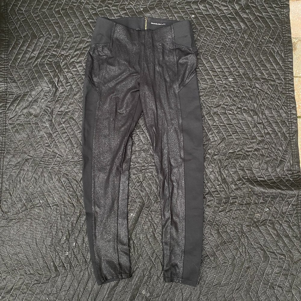 Abercrombie & Fitch Metallic Black Zip Leggings